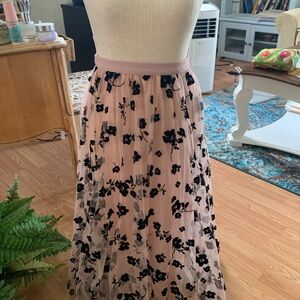 Tulle pink and black long skirt